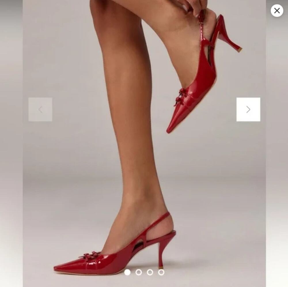 Reformation Noreen Red Slingback Heels Size 7 3” Heel
